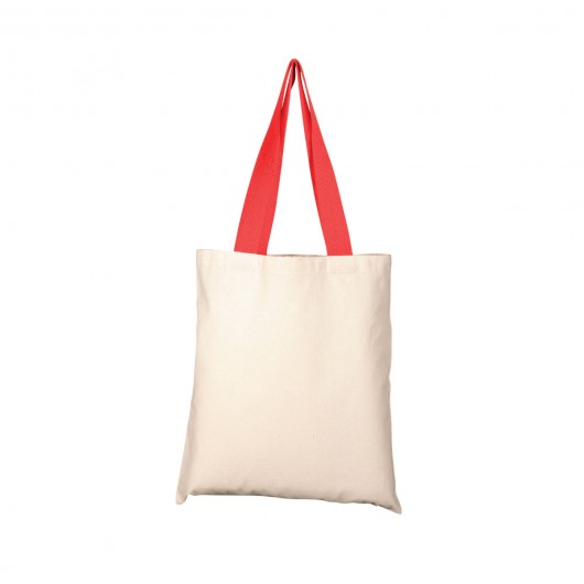 Coloured Handle Cotton Totes red